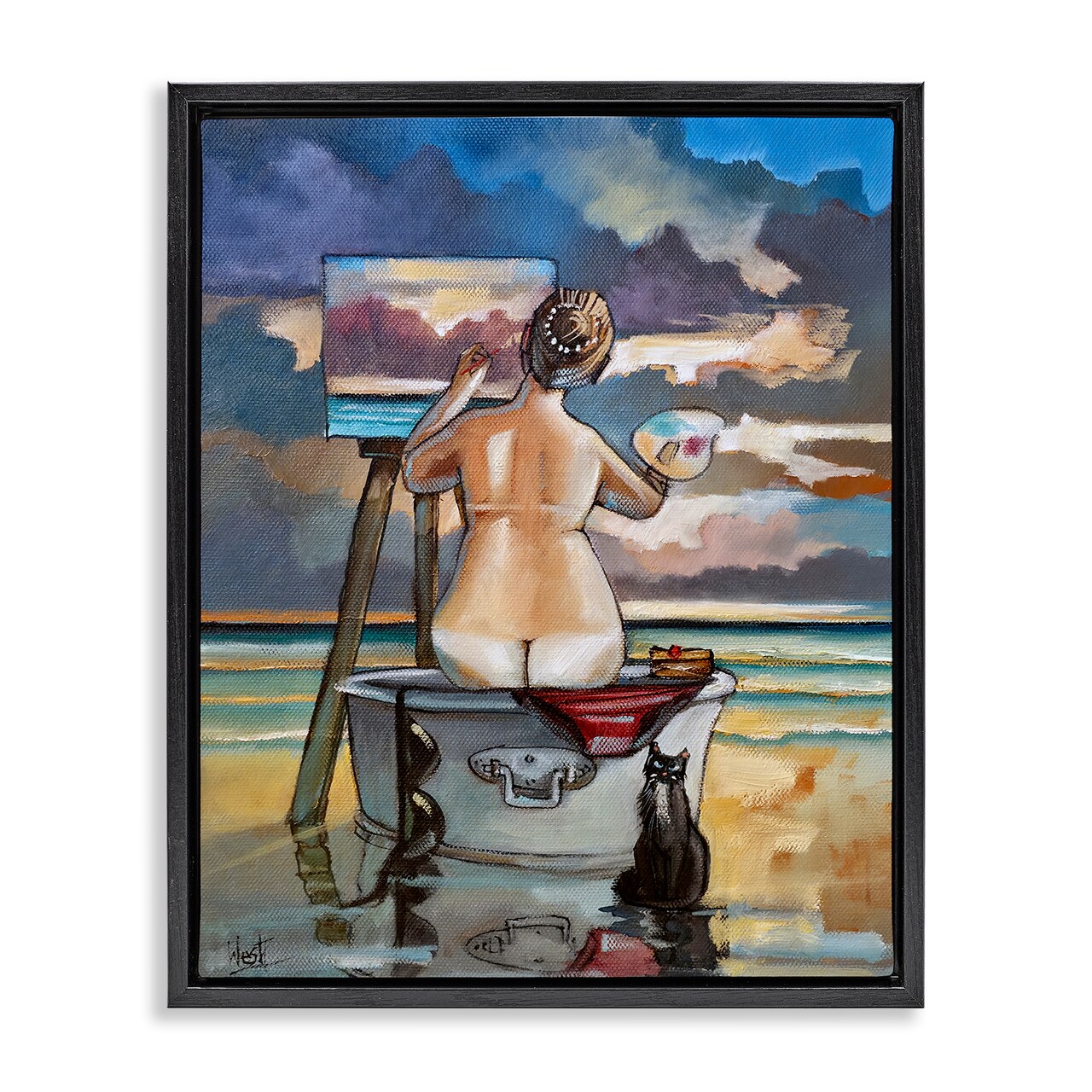 Stupell Industries Painting Up A Storm Floating Frame, design by Ronald West